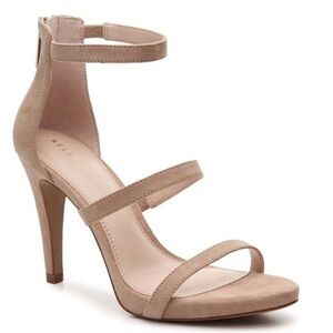 Kelly & Katie Nude/Taupe Suede Strappy High Heel Sandals